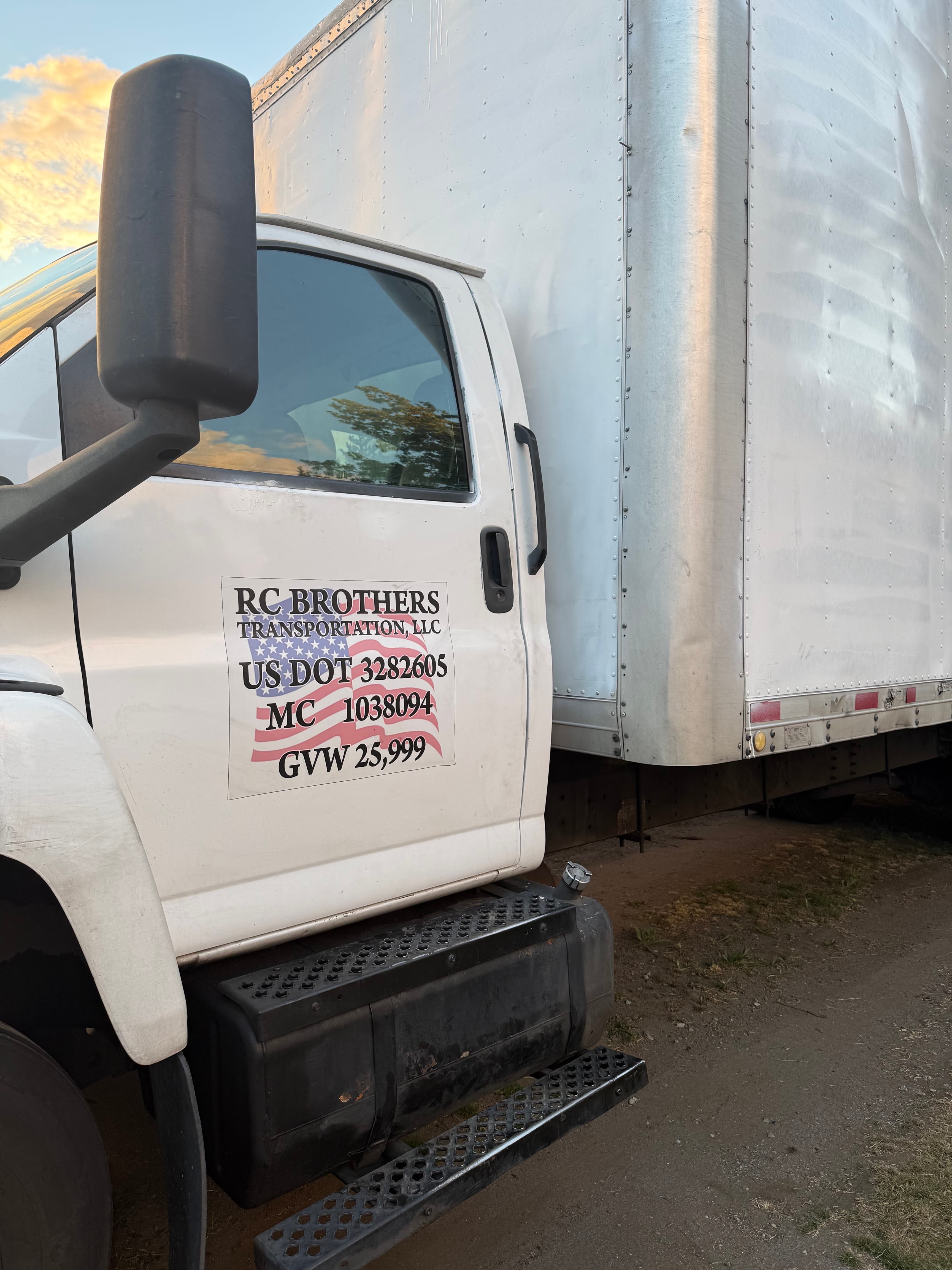 RC Brothers Transportation LLC box truck with commercial vehicle markings